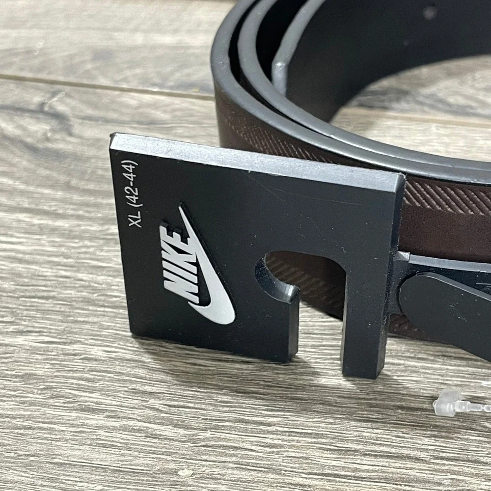 Nike Belt Mens XL Black Brown Leather Golf Sport Buckle 42 44 Inches New $38
